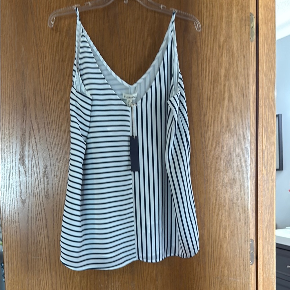 Ann Taylor White and Blue Asymmetrical Camisole